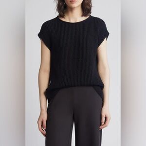 NWOT Eileen Fisher Short Sleeve Organic Cotton Sweater, Size S/P